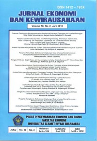 Jurnal Ekonomi dan Kewirausahaan Volume 18 Nomor 2 Juni 2018