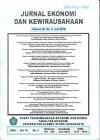 Jurnal Ekonomi dan Kewirausahaan Volume 16 Nomor 2 Juni 2016